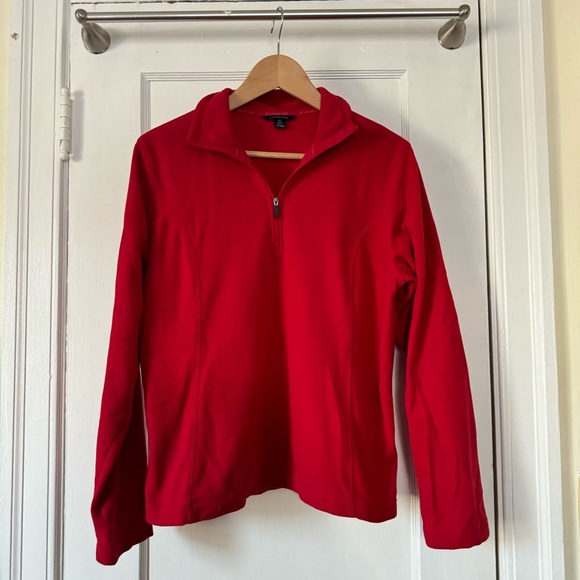 Lands’ End Red Long Sleeve Fleece Half Zip Pullover - Picture 9 of 9